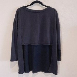 Off Duty Ultra Soft High Low Sweatshirt Oversized Loungewear Black Size XS